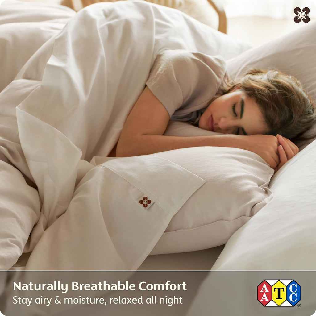 100% GOTS Certified Organic Cotton Sheets, King Sheets Set, 17" Deep Pocket Bedsheets with Corner Straps