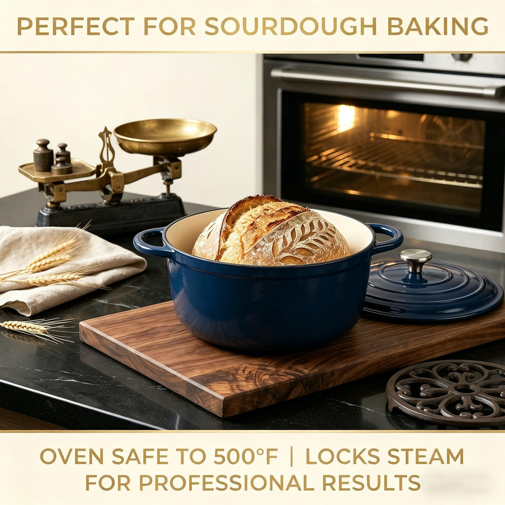 5-Piece Navy Blue Enameled Cast Iron Cookware Set