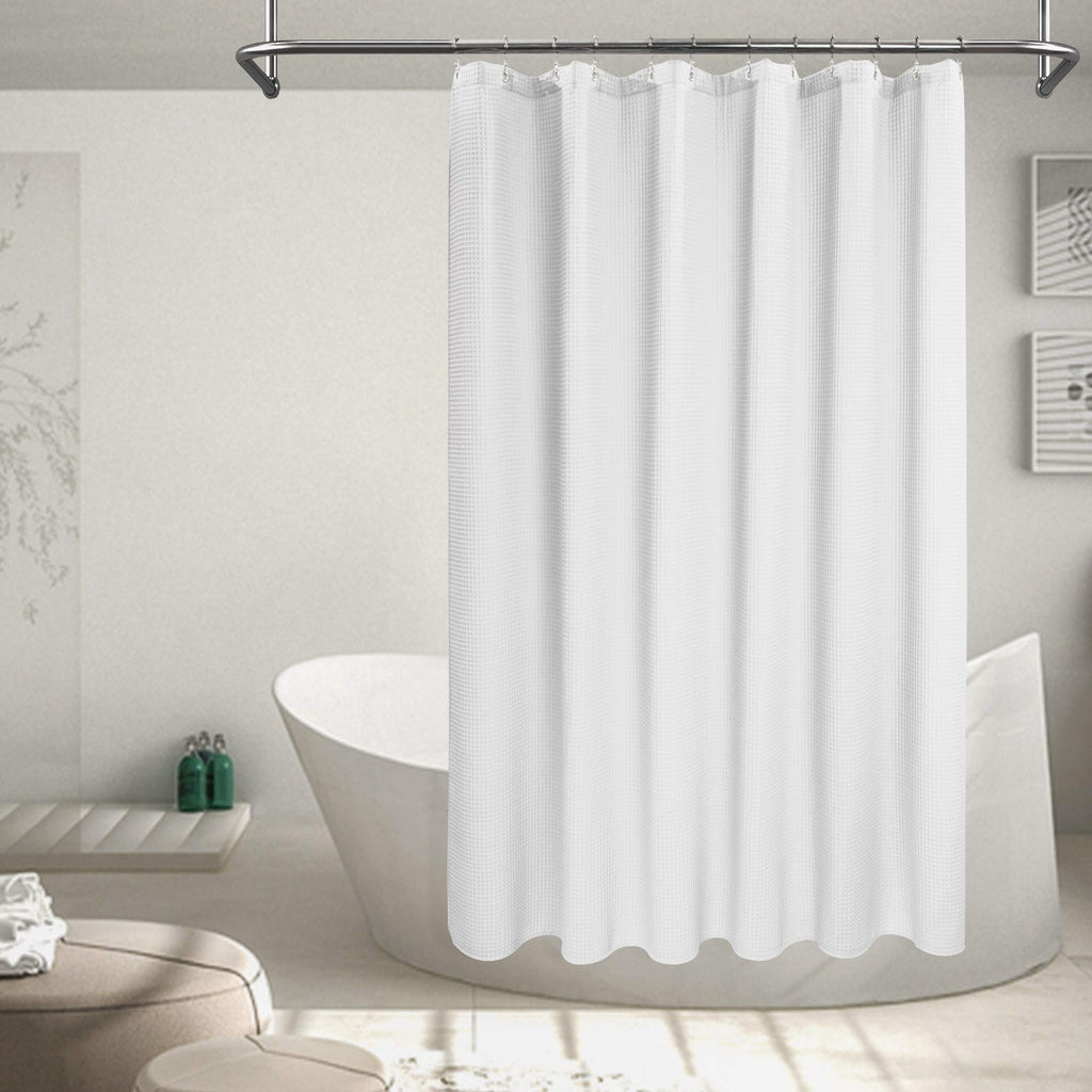 Waffle Weave Long Shower Curtain White, 72x78