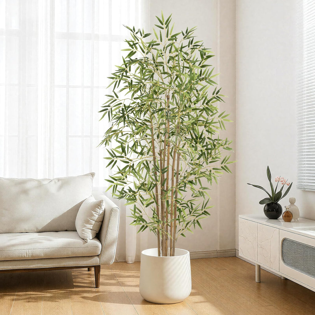 Artificial Bamboo Tree, Fake Bamboo Plant 5FT Tall with 6 Natural Real Bamboo Trunks, Artificial Tree Indoor Decor