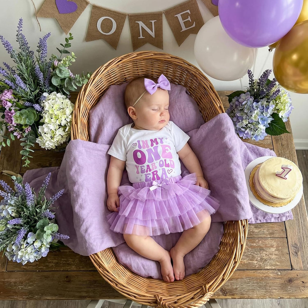 First Birthday Outfit Girl One Year Old Era Romper Tutu Skirt Set