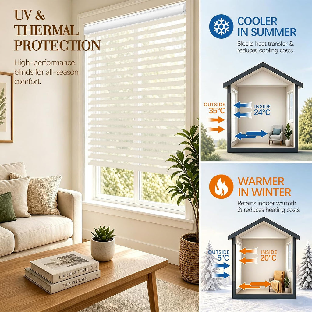 No-Drill Shangri-La Roller Shades -Blackout Blinds for Windows | Precision sizing, Day night shades, Three-layer