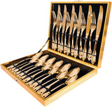 24-Piece Gold Flatware Silverware Set,18/10 Heavy Duty Stainless Steel Flatware Service for 6