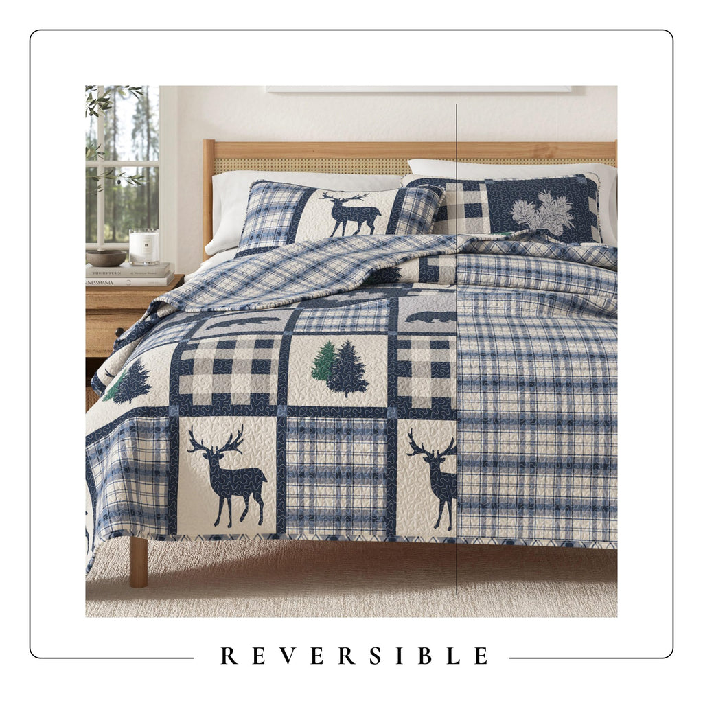Lodge Quilt Set - 2-Piece Size Rustic Bedding Set - Lightweight, All-Season, Reversible Bedspread