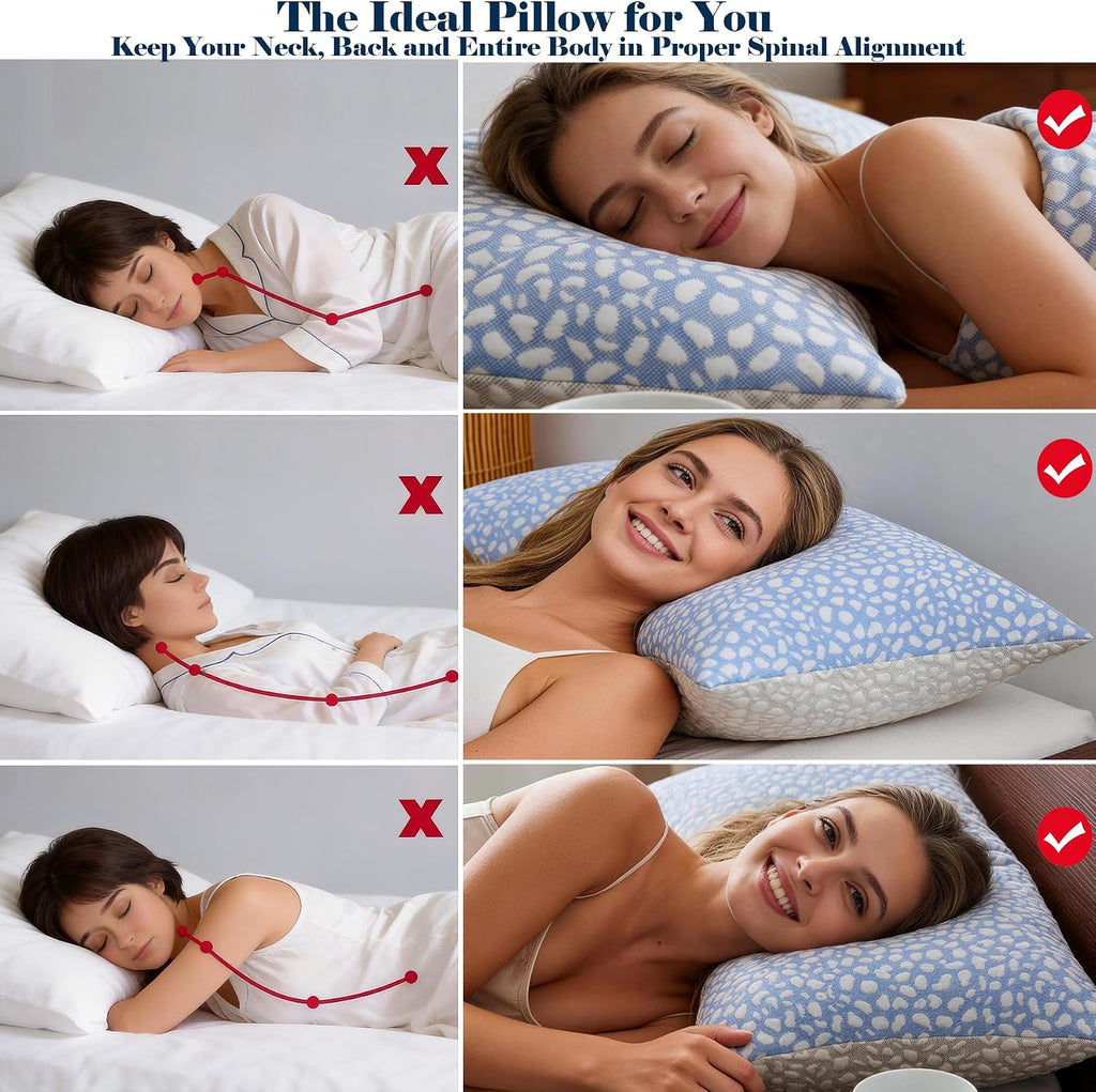 Firm Memory Foam Bed Pillows King Size Set of 2,Adjustable Cooling Side Sleeper Pillow,Hotel Collection Breathable