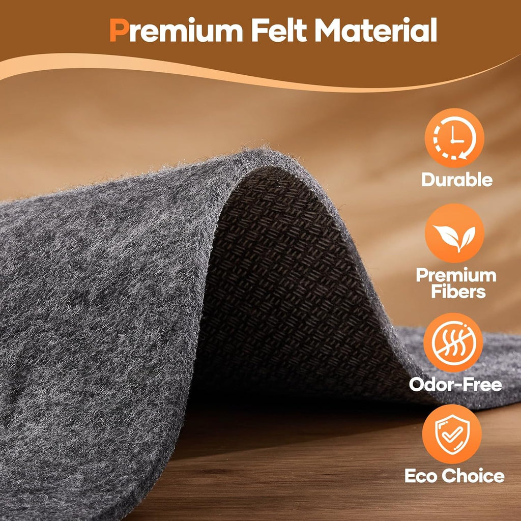 Non Slip Cushioned Rug Pad Gripper, Felt and Silicone Backing, 8 x 10 Ft, 1/4 inch Thick Carpet Liner Protector Mat - Set of 99