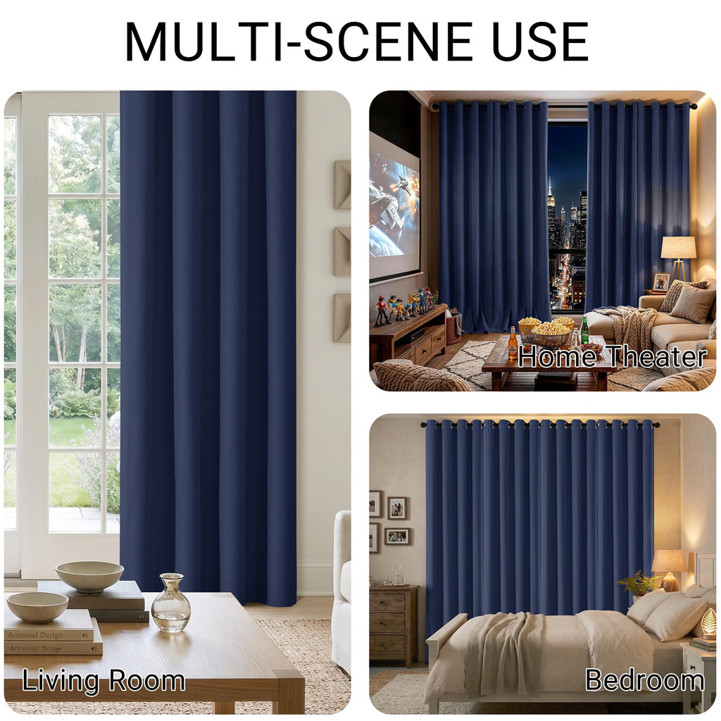 Navy Blue Blackout Curtains 96 Inches Long 2 Panels