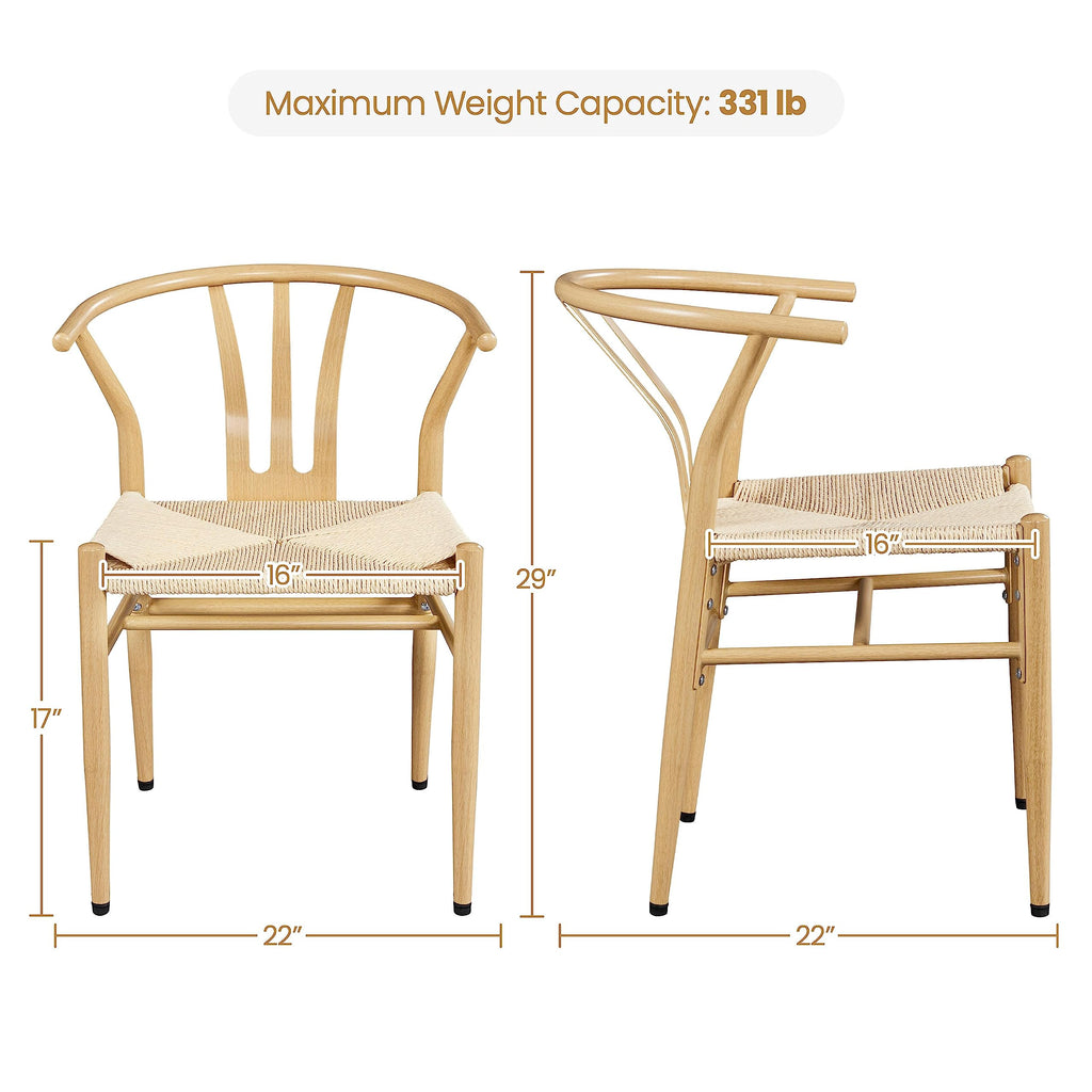 Dining Chairs Set of 4 Mid Century Modern Woven Chairs Wood Color