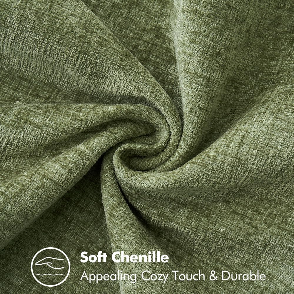 Pack of 2 Couch Throw Pillow Covers 18x18 Inch Sage Green Farmhouse Decorative Pillow Covers with Stitched Edge Soft