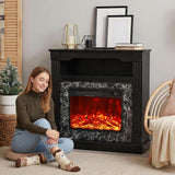 40 Inch Electric Fireplace with Mantel, 23 Inch Freestanding Fireplace Heater, 4800 BTU Heating, LED Flame, Overheat Protection and Remote Control, Black Wood Grain