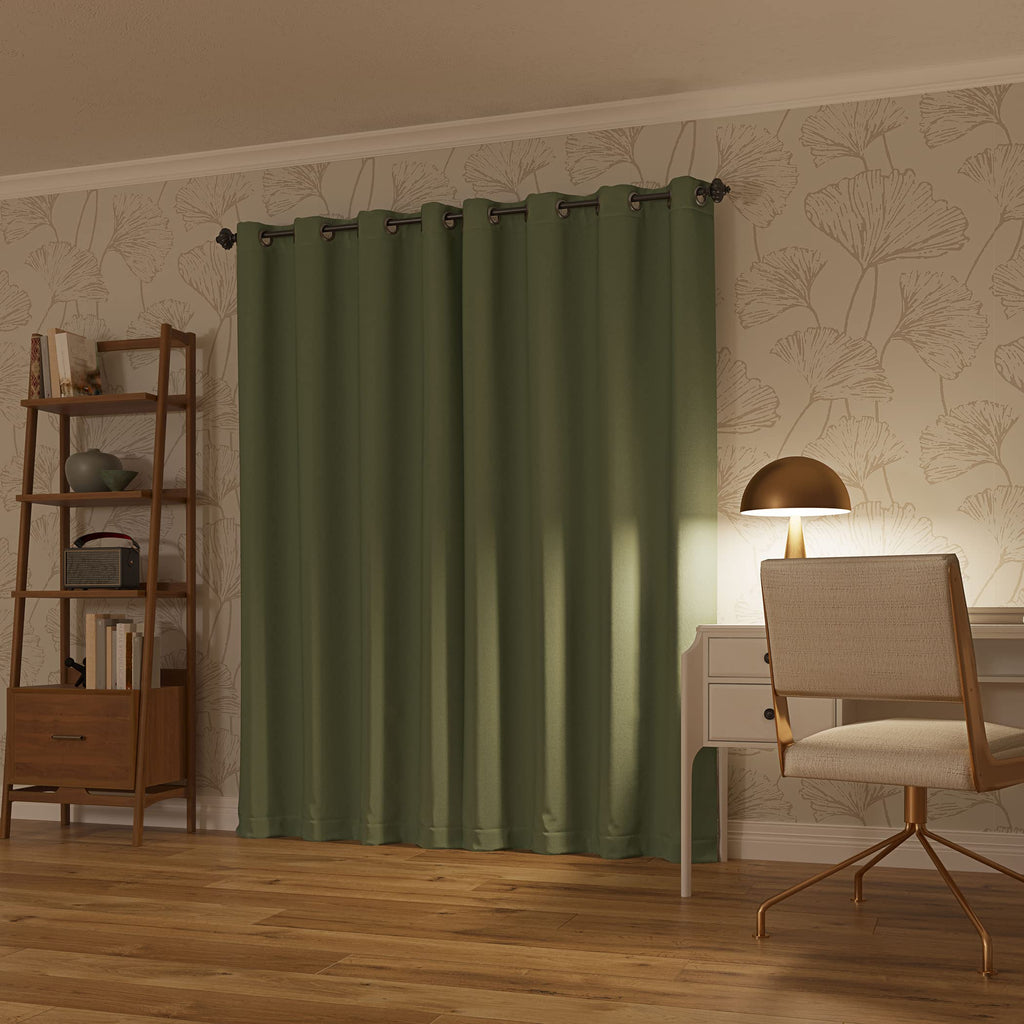 Nordic 2-Pack Theater Grade Noise Reducing Extreme 100% Blackout Grommet Curtain Panel Pair, 52" x 84, Sage Green