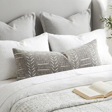 Decorative Long Lumbar Pillow Cover 14x36 Light Gray Chenille 1pc