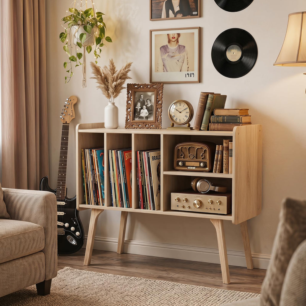 Large Record Player Stand, 32" Turntable Stand, Nature