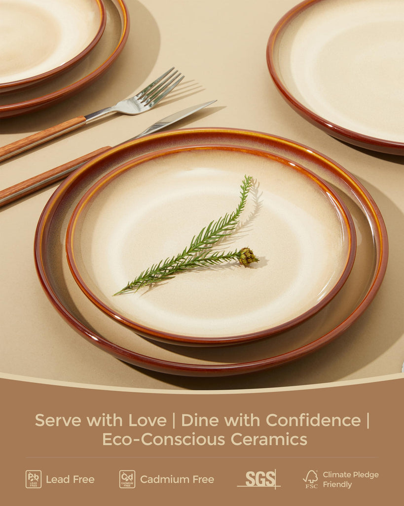 Ceramic Dinnerware Sets for 4, 12pcs Plates and Bowls Sets Dish Set