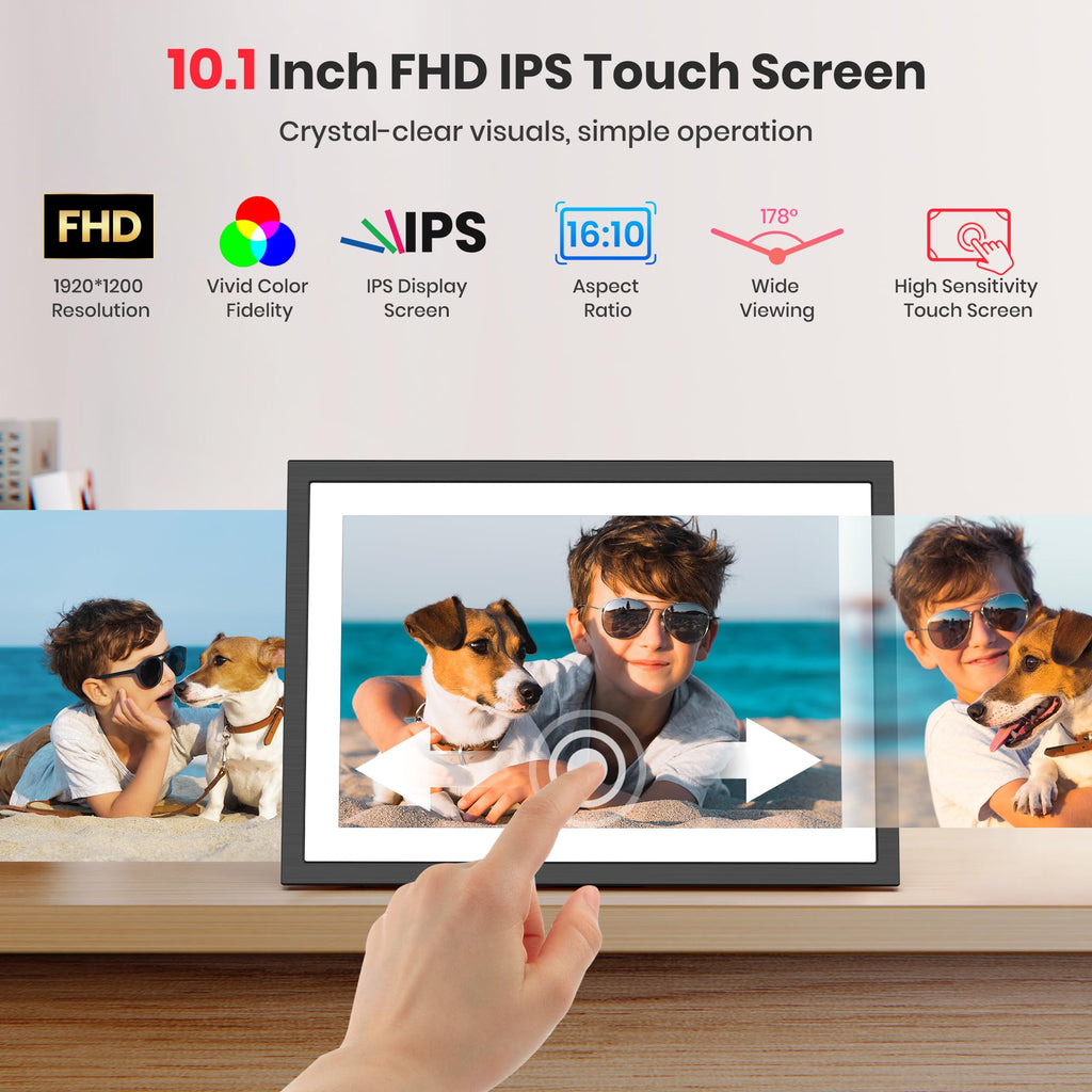 Frameo 64GB 2K 10.1" WiFi Digital Picture Frame for Photos & Videos Sharing