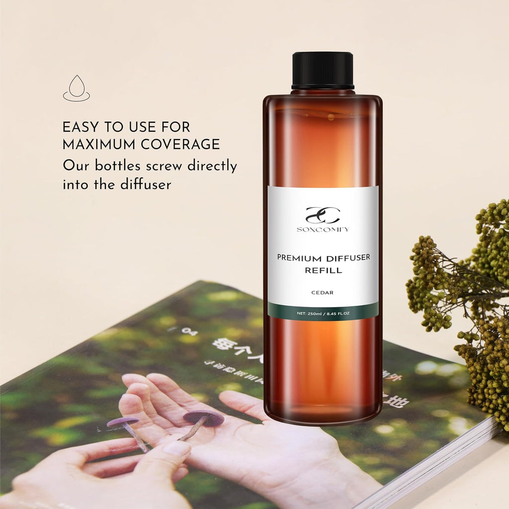 Diffuser Oil Refill, 250ml / 8.45 fl oz, Cedar - Reed & Aromatherapy Diffuser Oil, Long-Lasting Home Fragrance