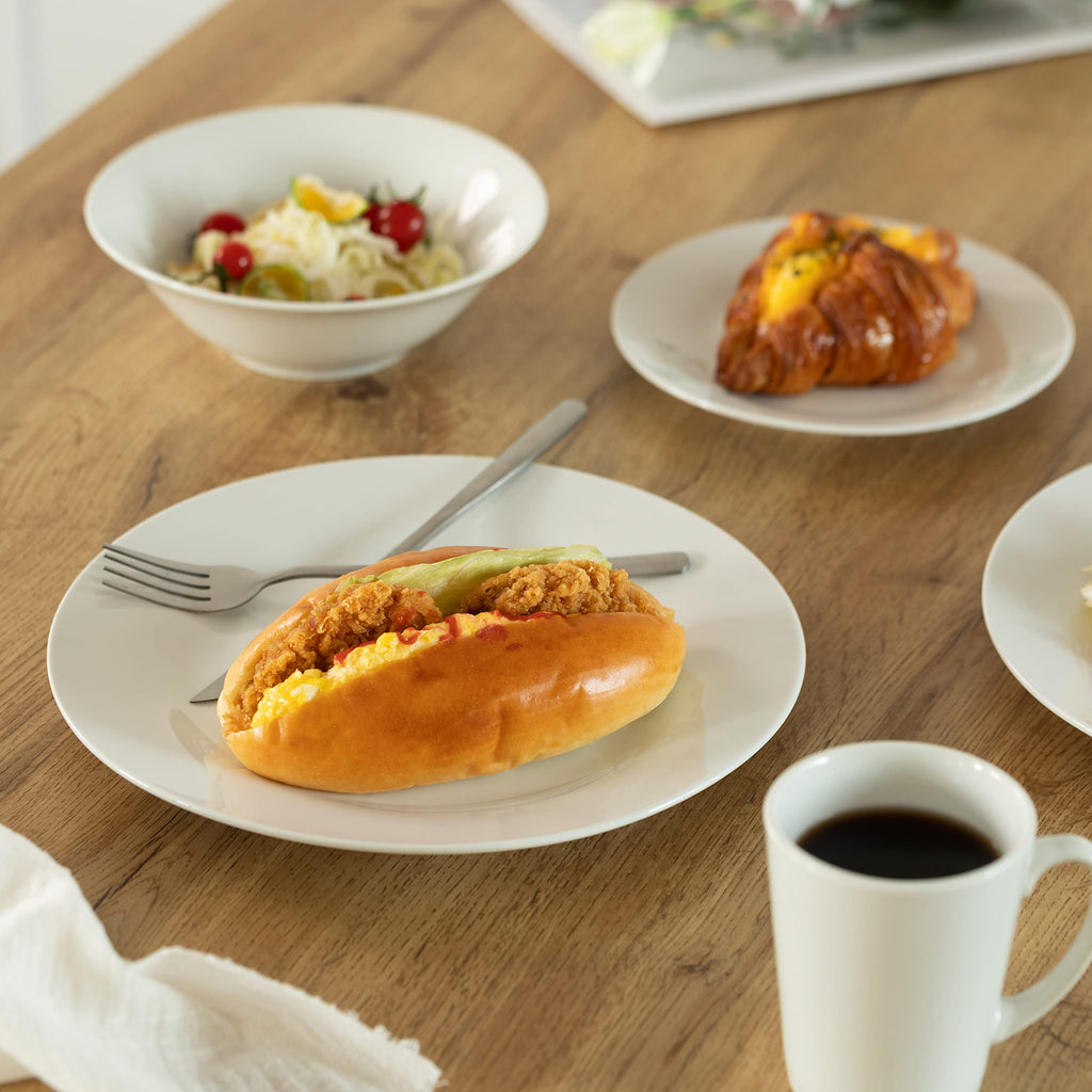 Rimmed Dinnerware Set | Mugs, Salad and Dinner Plates and Bowls Sets, Dishes with Highly Chip and Crack Resistant