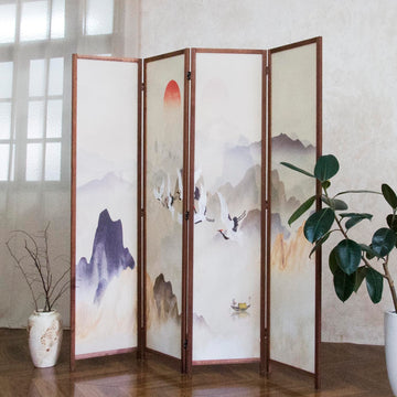 4 Panel Room Divider, 5.6 ft Tall Blackout Folding Privacy Screen - Double-Sided Freestanding Partition Wall with