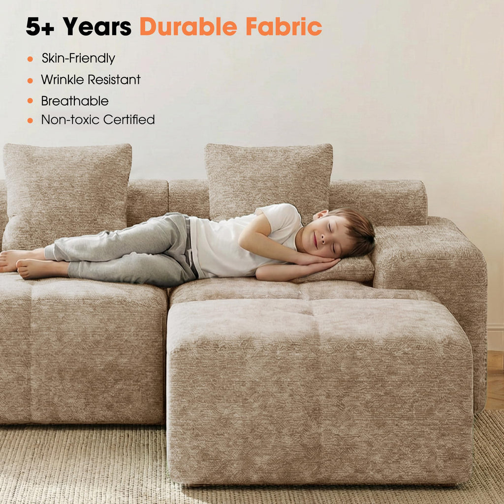 84" Modular Loveseat Couch, 60" Deep Seat Boneless Sofa with Ottoman