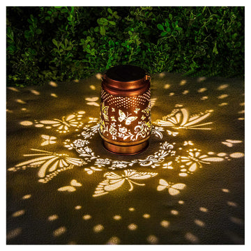 Lanterns Outdoor Waterproof Butterfly Garden Decor Birthday Gifts for Women Mom Grandma, Hanging Solar Lights Metal