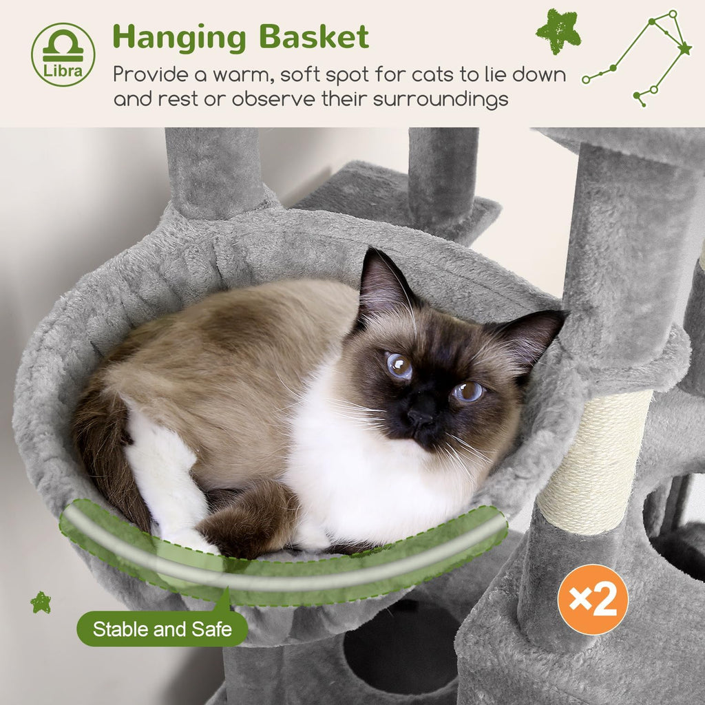 Heavy Duty Cat Tree for 20lbs Large Adult Cats, Light Grey