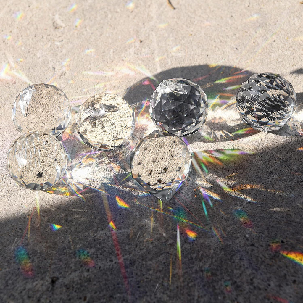 Clear Crystal Prism Ball with Metal Ring for Sun Catcher, Rainbow Makers Window Crystals, Sun Catchers Indoor Window
