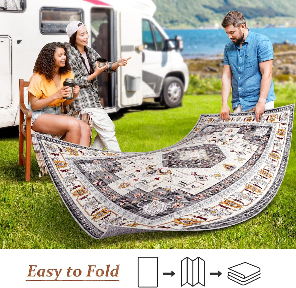 Outdoor Boho Area Rug 6x9 Ft Outside Rug Outdoor Carpet Large Floor Mat