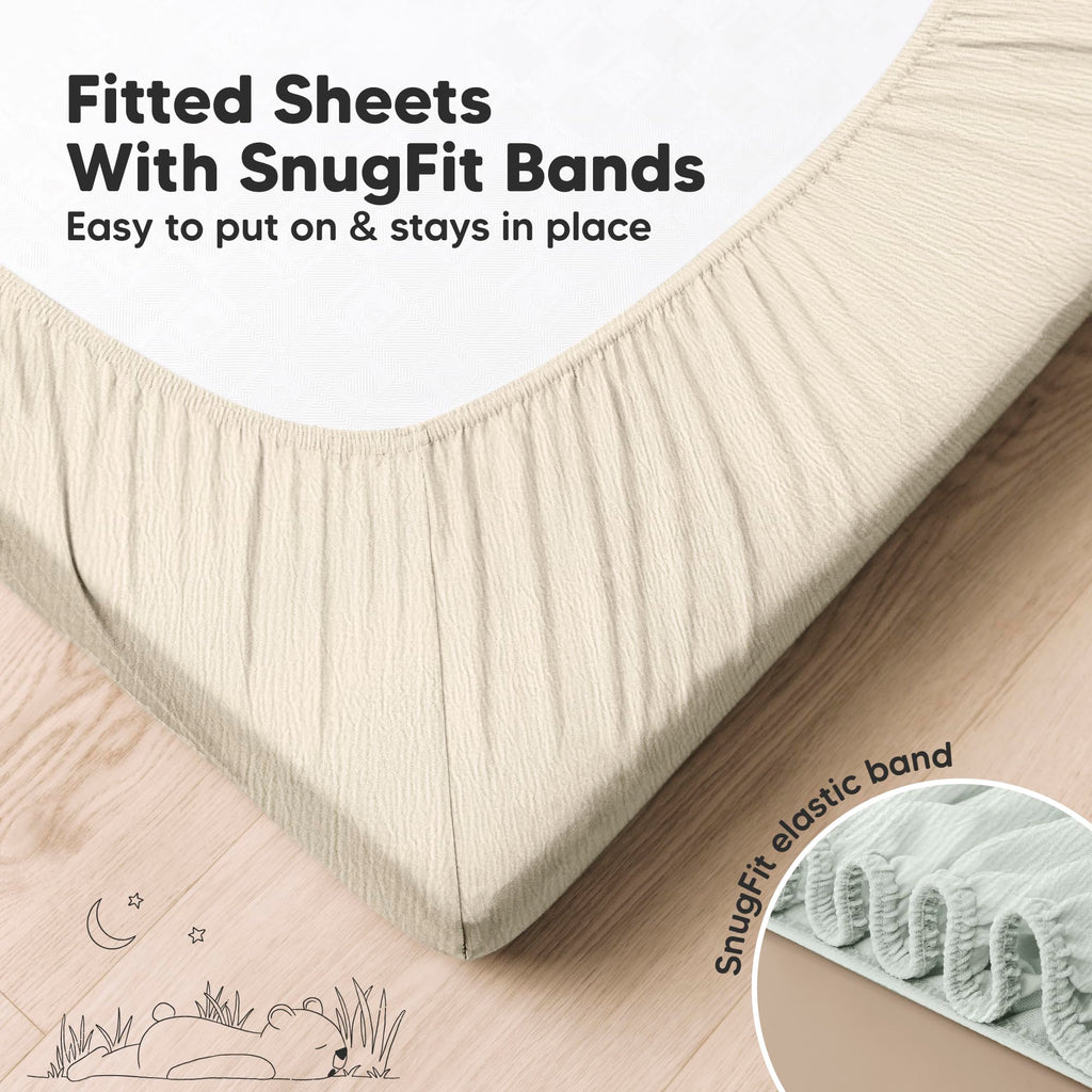 2-Pack Muslin Crib Sheets for Boy, Girl, 52x28 Fitted (Willow)