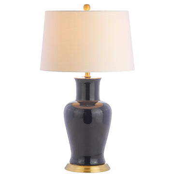 Julian Classic Ceramic Urn Metal LED Table Lamp 29", Navy