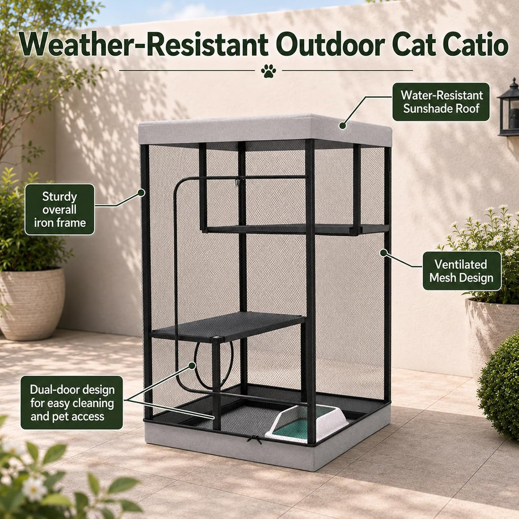 Large Catio Outdoor Cat Enclosure Cat Cage 43.3"× 26" × 26"