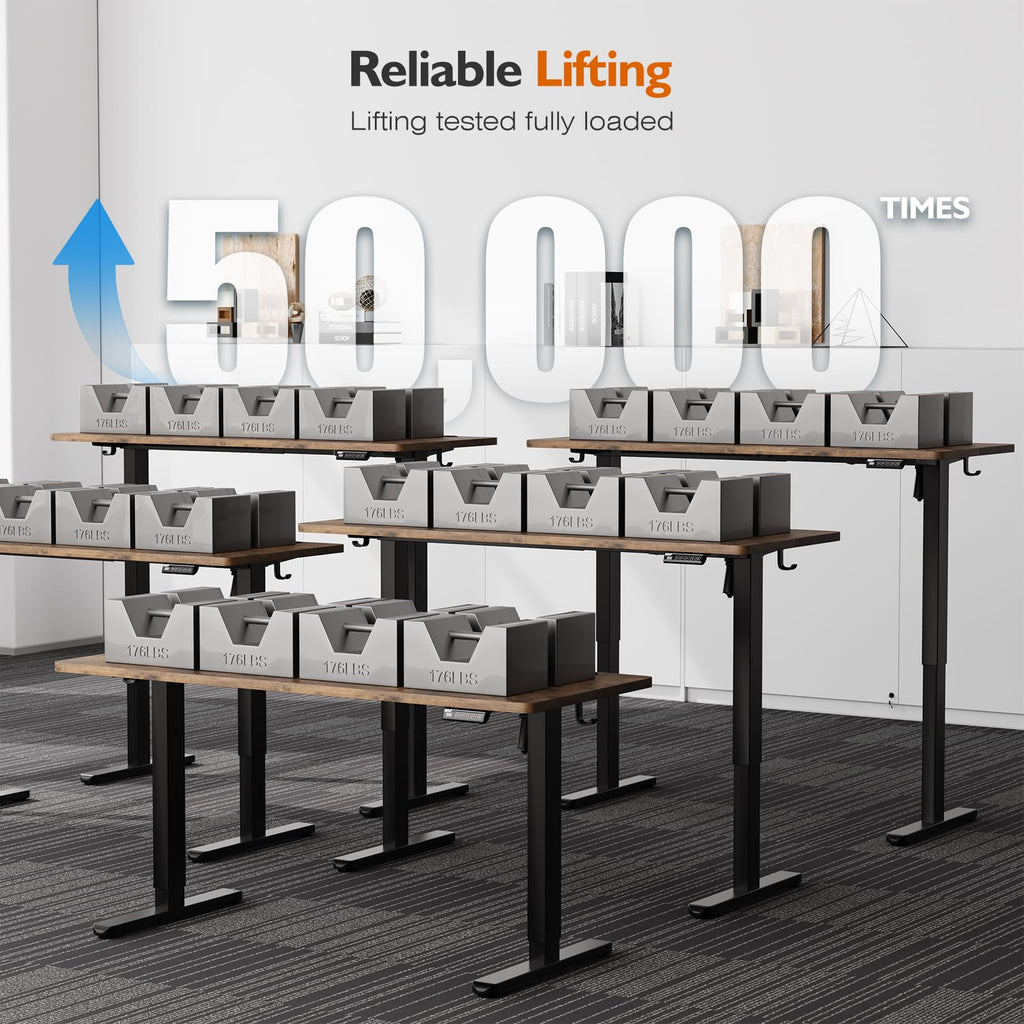 48"x24" Electric Height Adjustable Standing Desk, Rustic Brown