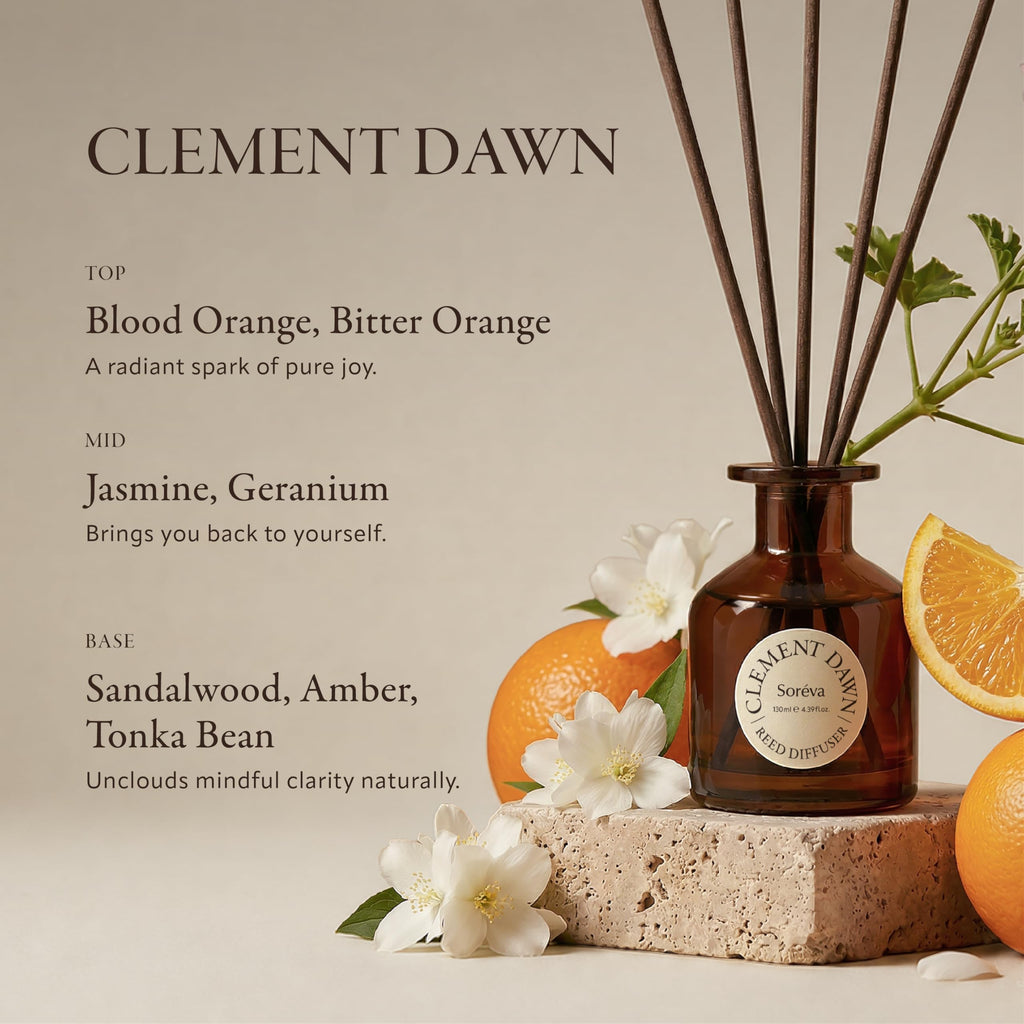 Soréva Luxury Reed Diffuser, Blood Orange Jasmine Citrus Scent, 4.39 fl oz