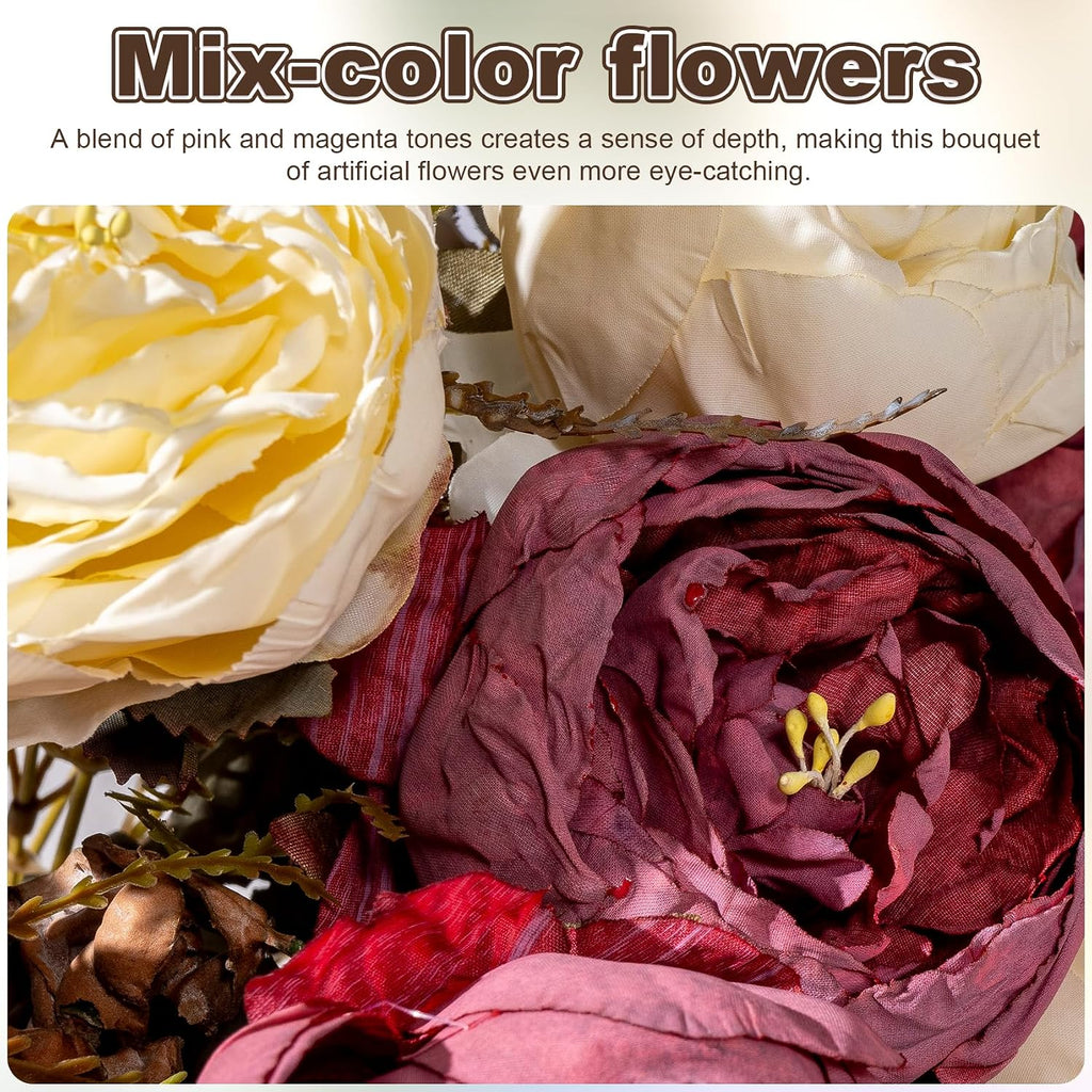 Packs Peonies Artificial Flowers 23 Stems Artificial Peonies Bouquets Silk Faux Peonies Flowers for Arrangements - Set of 20