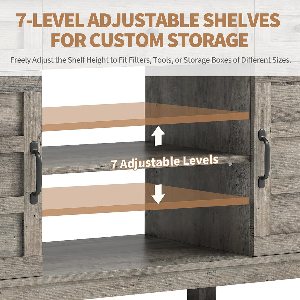 Farmhouse Aquarium Stand Set - For 55-75 Gallon Fish Tanks - Heavy Duty 1400LBS - Power Outlet - Adjustable Storage