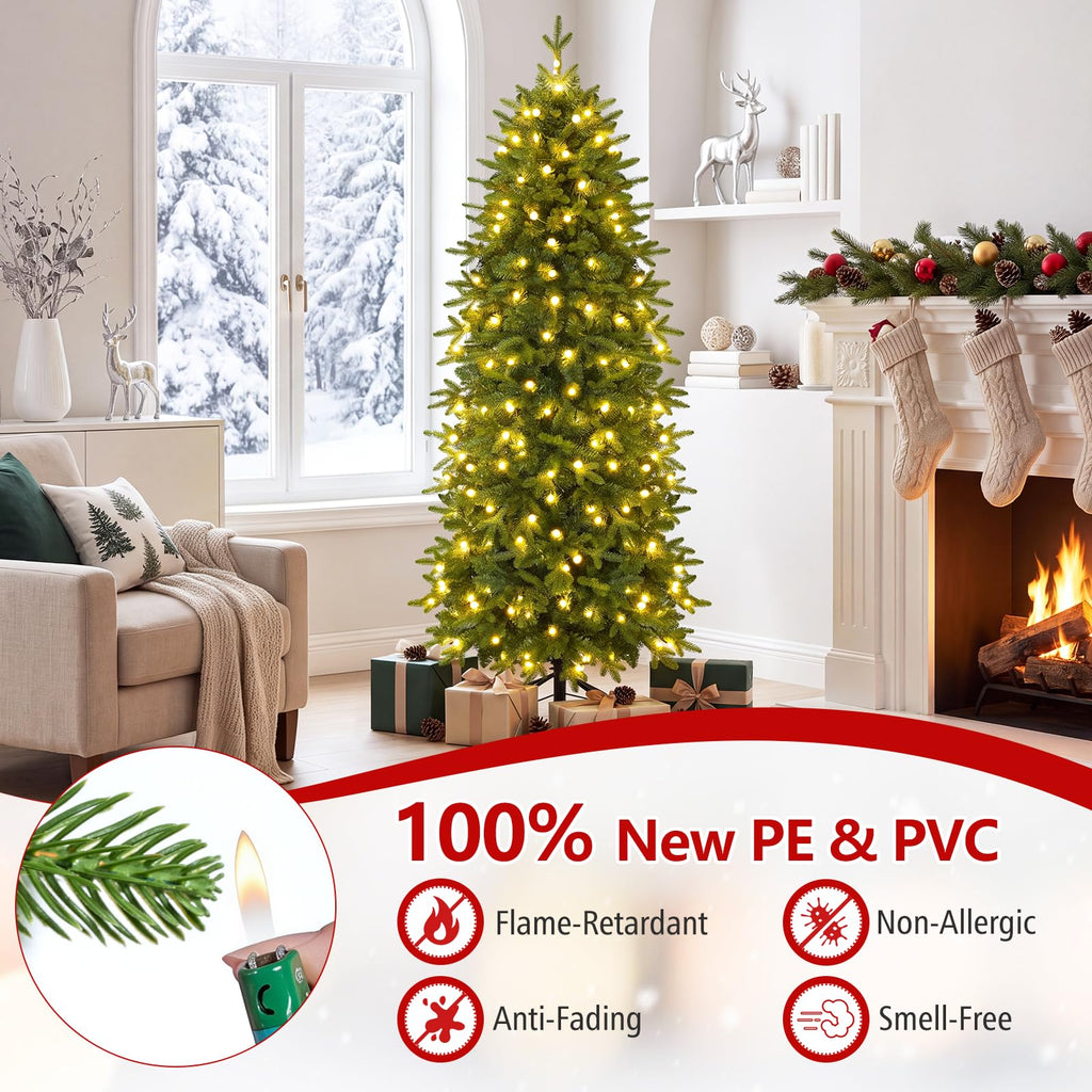 6.3 ft Smart Pre-Lit Pencil Christmas Tree with Remote & APP