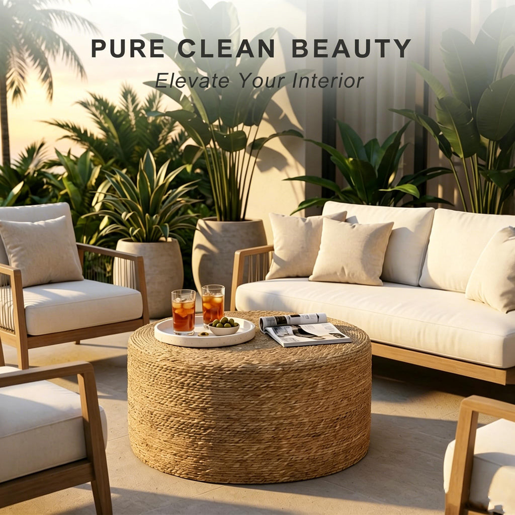 30'' Round Seagrass Wicker Coffee Table