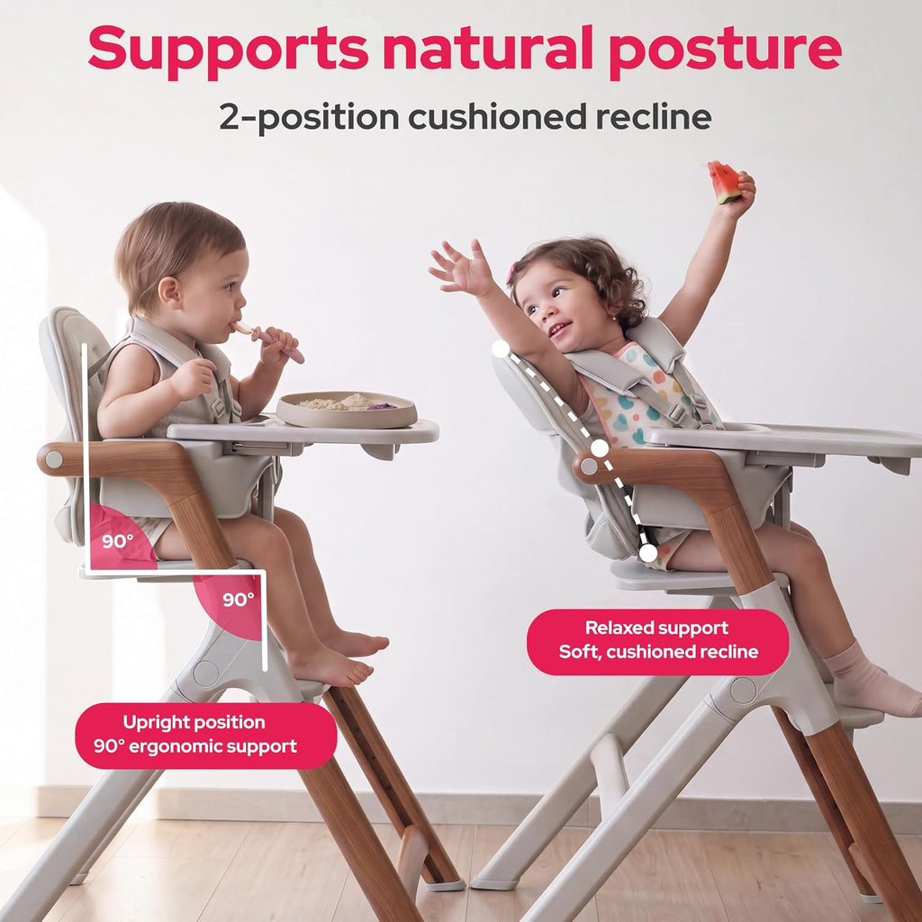 Convertible Baby High Chair, Foldable High Chairs for Babies and Toddlers, Adjustable Feeding Chair with Removable