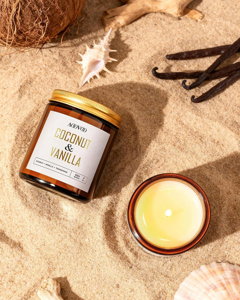 Coconut Vanilla Candles - 9 oz Scented Candles - Set of 9