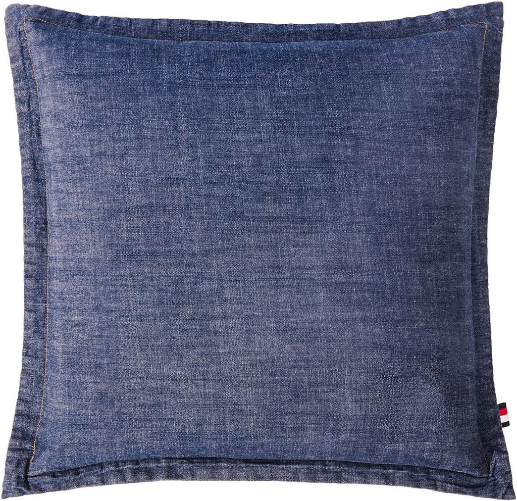 100% Cotton Washed Yarn Dyed Denim Euro Sham Cover 26'' x 26'' Throw Pillow Cover (1 pc, Dark Blue)