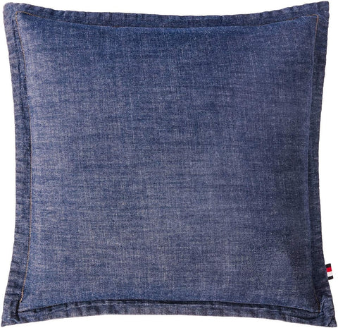 100% Cotton Washed Yarn Dyed Denim Euro Sham Cover 26'' x 26'' Throw Pillow Cover (1 pc, Dark Blue)