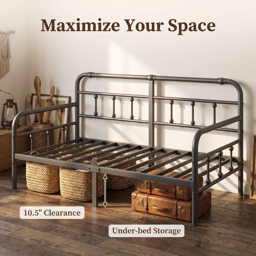 Metal Exquisite Twin Daybed Frame with Non‐Slip Retainer Clips