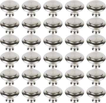 30 Packs Kitchen Cabinet Knobs Brushed Silver-Pull Hardware Handle,Drawer Knobs Door Drawer with Long Short Screws — 30