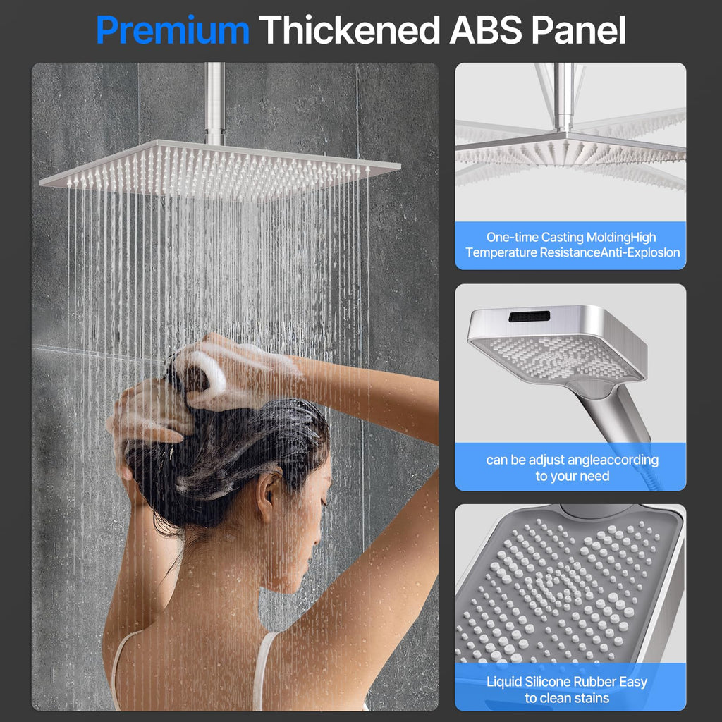 Shower System Brass Thermostatic Shower Faucet Set With Valve and Diverter Shower Mixer With Rain Head and Handheld