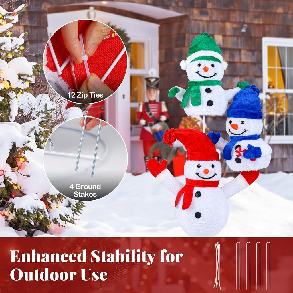 5 FT Christmas Lighted 3 Stacked Snowman, 3D Xmas Light-up Snowman