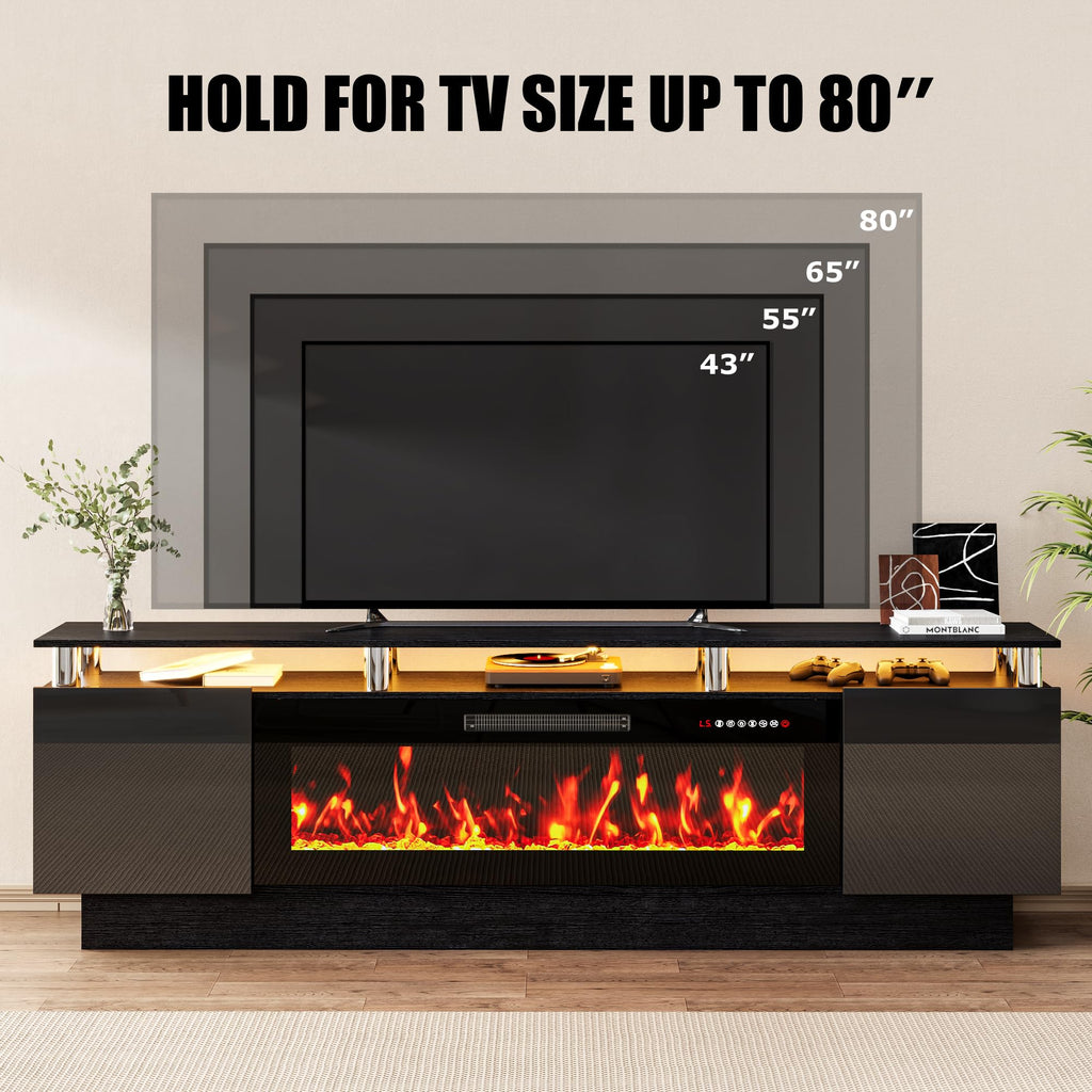 70" Modern Fireplace TV Stand with 40" Electric Fireplace