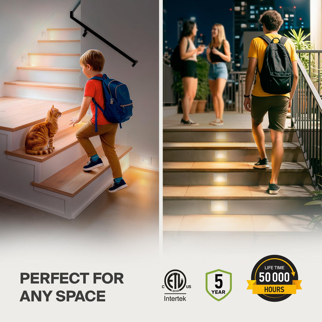 LED Step Light 4-Pack | Stair Riser, Deck, Hallway, Pathway | White