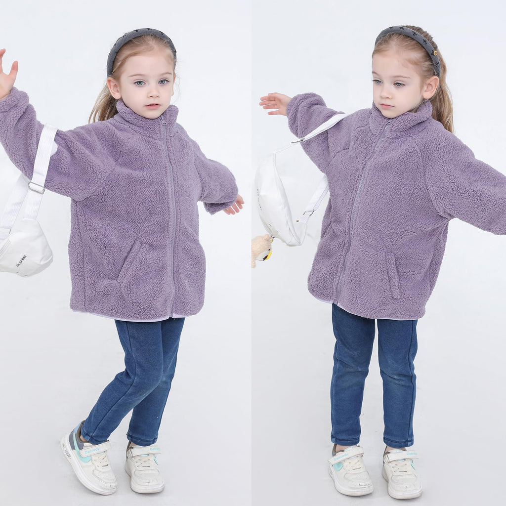 Toddler Kids Sherpa Fleece Jacket Baby Boys Girls Zipper Overcoat Thick Warm Outerwear