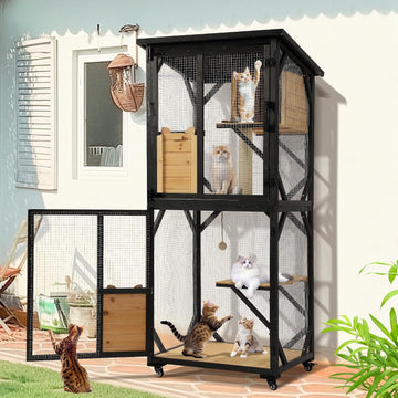 71" Catio Cat Enclosure Window, Large Cat House for Multiple Cats