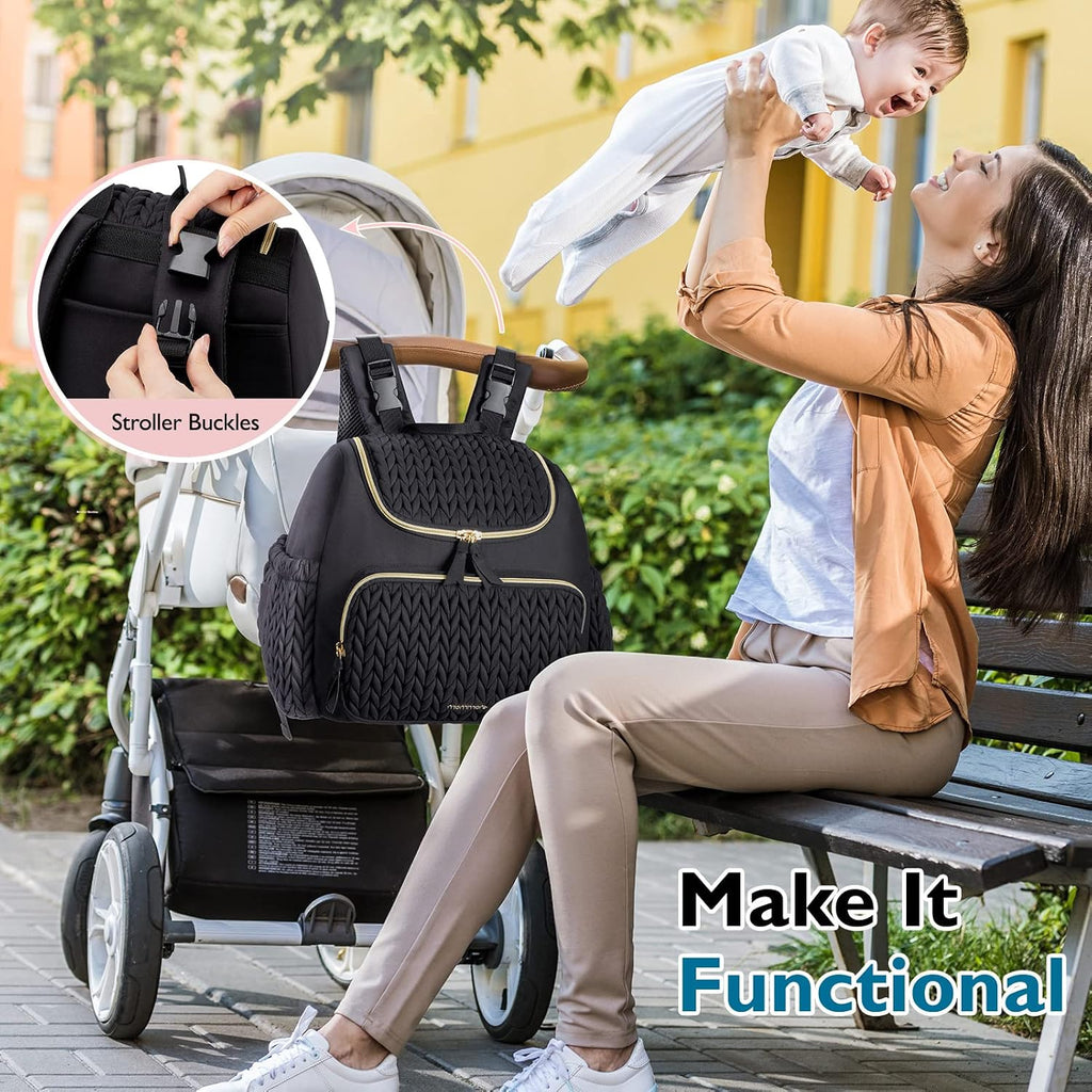 Diaper Bag Backpack, Stylish Mini Baby Bag with Changing Pad