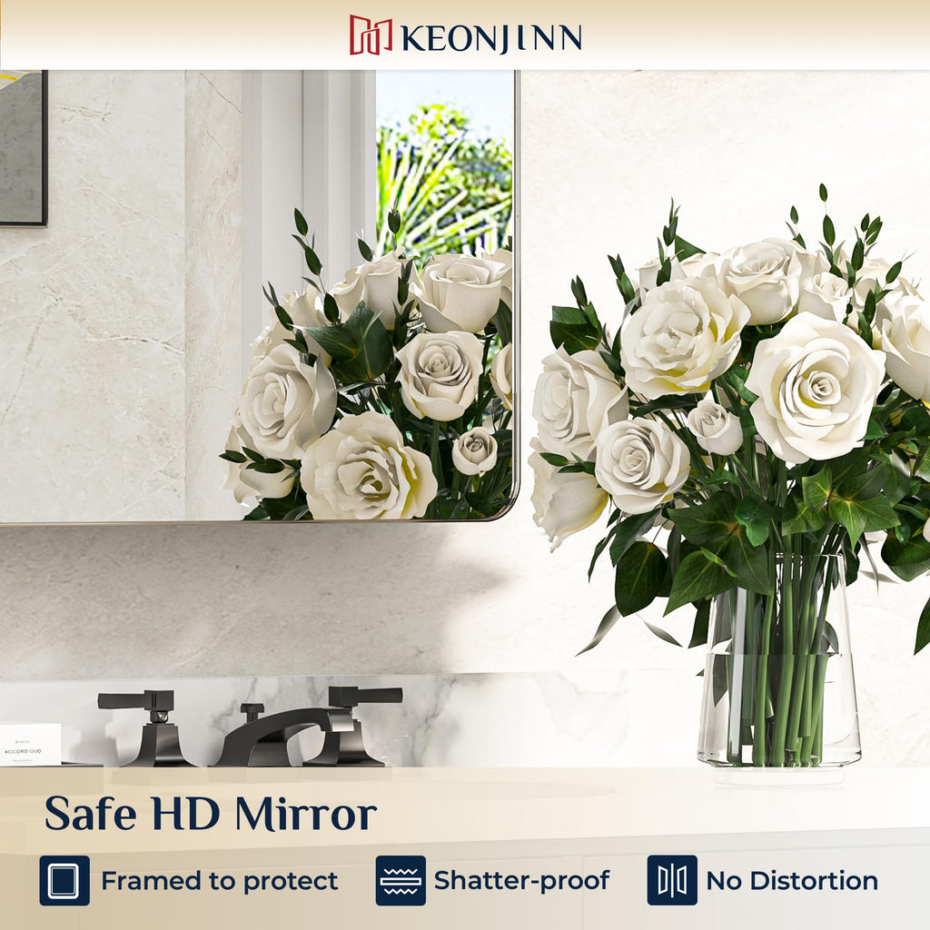 16"x24" Chrome Medicine Cabinet with Mirror, Stainless Steel Frame